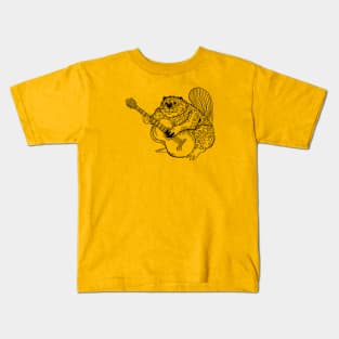 SEEMBO Beaver Playing Guitar Guitarist Musician Music Band Kids T-Shirt